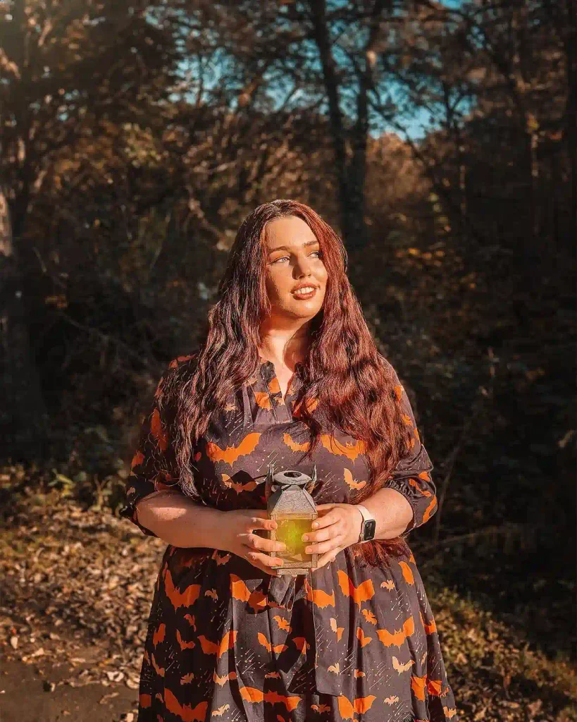 Cozy Bat Print Dress With a Lantern