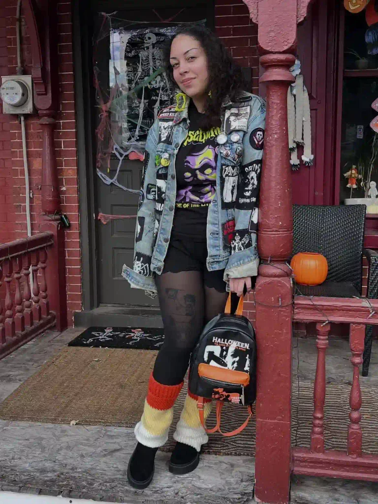 Horror Patch Jacket With Candy Corn Leg Warmers
