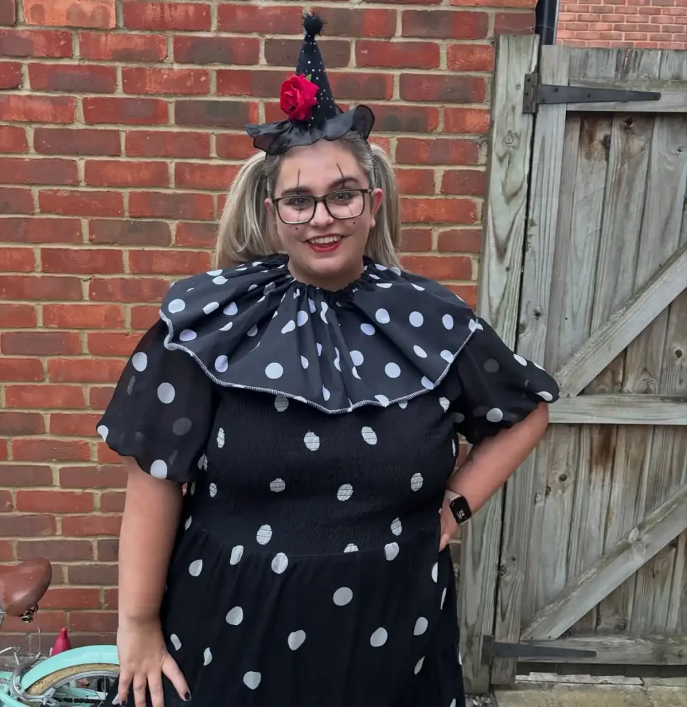 Polka Dot Clown Dress With a Mini Witch Hat