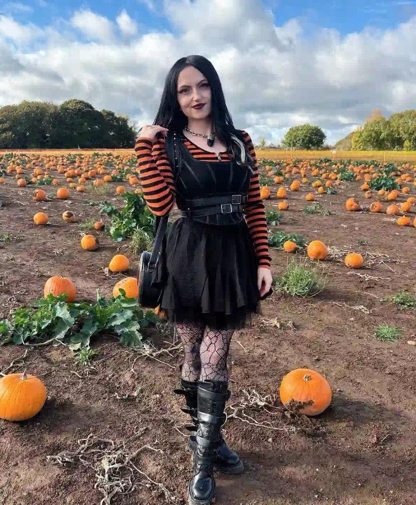 Pumpkin Patch Stripes With a Corset Belt